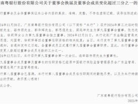 南粤银行董事会完成换届：骆传朋再次当选董事长 成员变化超过总数三分之一