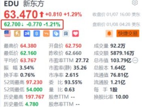 新东方盘前跌1.2% 机构预计第二财季利润增长受电商业务拖累